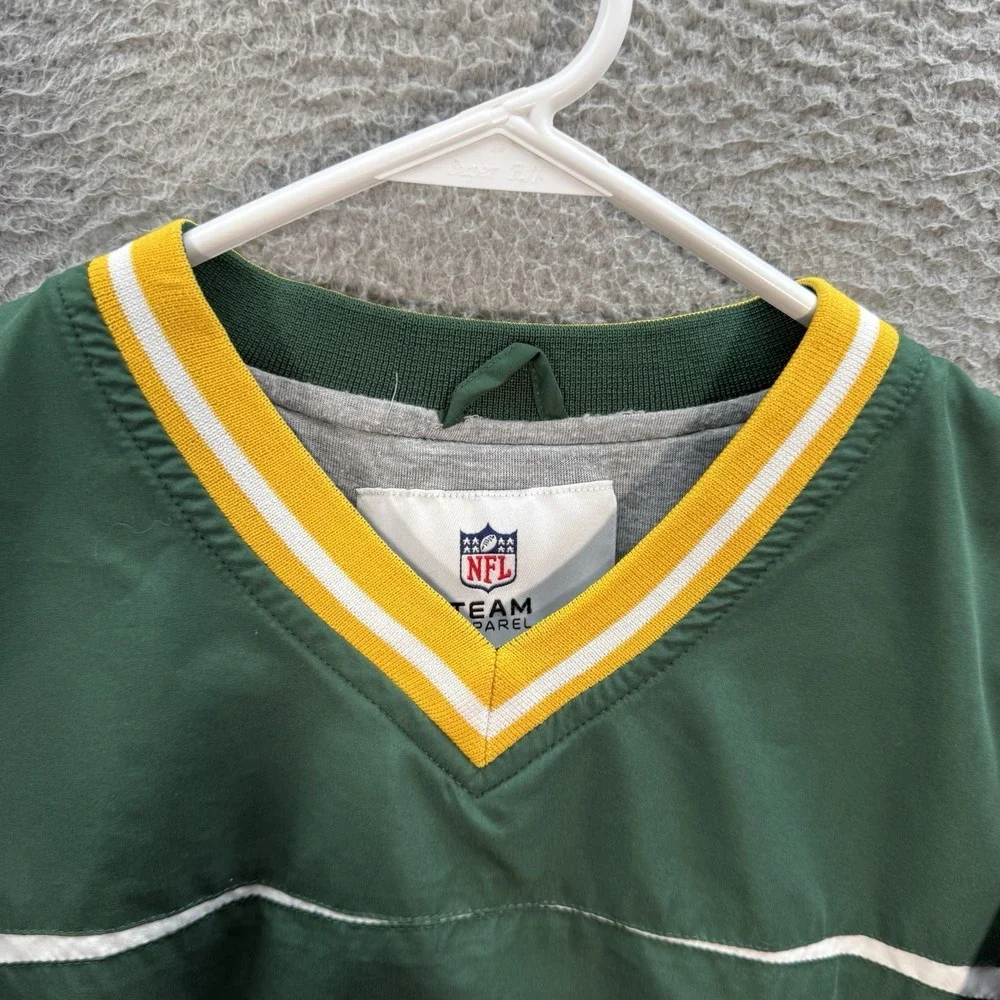 Vintage Green Bay Packers Jacket Boys Youth Large Green Windbreaker Football Y2K